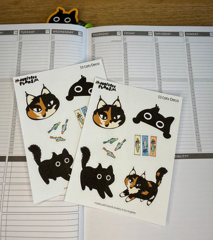 Jupiter + Midnight Cats Decorative Deco Sticker Sheet