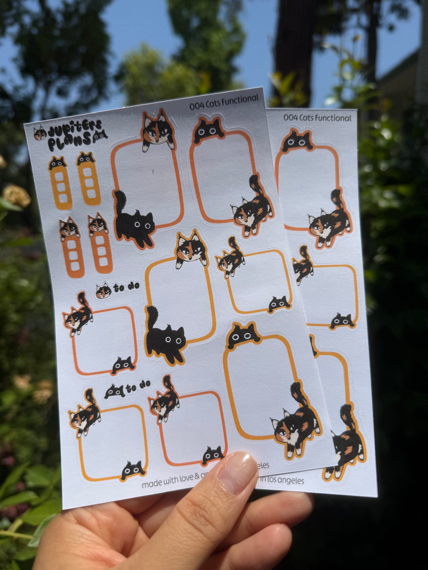 Jupiter + Midnight Cute Cats Functional Boxes Planner Stickers | Planner Box Stickers