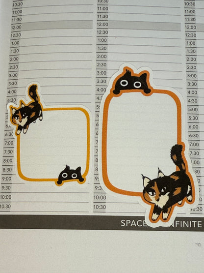 Jupiter + Midnight Cute Cats Functional Boxes Planner Stickers | Planner Box Stickers