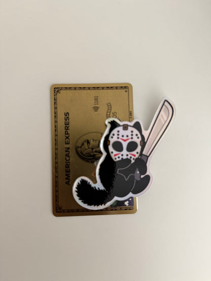 Killer Kitties Holographic Vinyl Stickers | Stickers w/ Freddy & Jason Cats | Cute Halloween Stickers for Spooky Season Fans