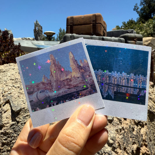 Set of 2 Galaxy's Edge Star Wars Land Die Cut Glitter Stickers
