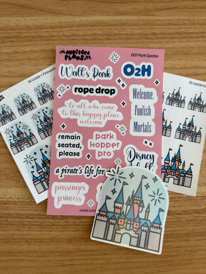 Disney Park Quotes Sticker Sheet | Magical Quotes from Disneyland Rides, Park Days for Planners, Scrapbook, Journal, Notebooks