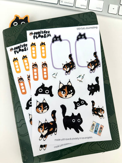 Jupiter + Midnight Cute Sassy Cats Journaling Sticker Sheet