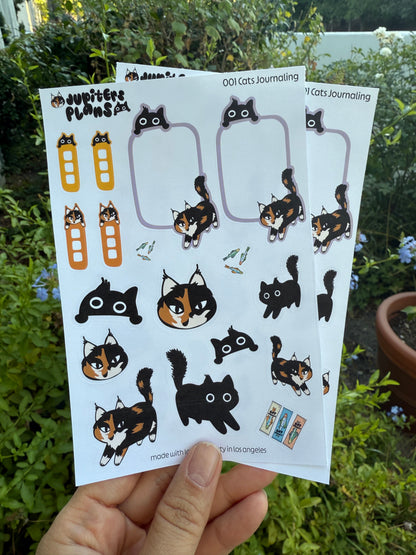 Jupiter + Midnight Cute Sassy Cats Journaling Sticker Sheet