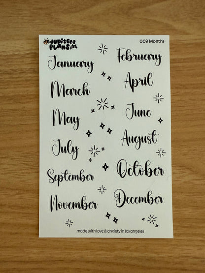 Month Stickers | Months Date Cover Stickers | Cute Disney Inspired Font