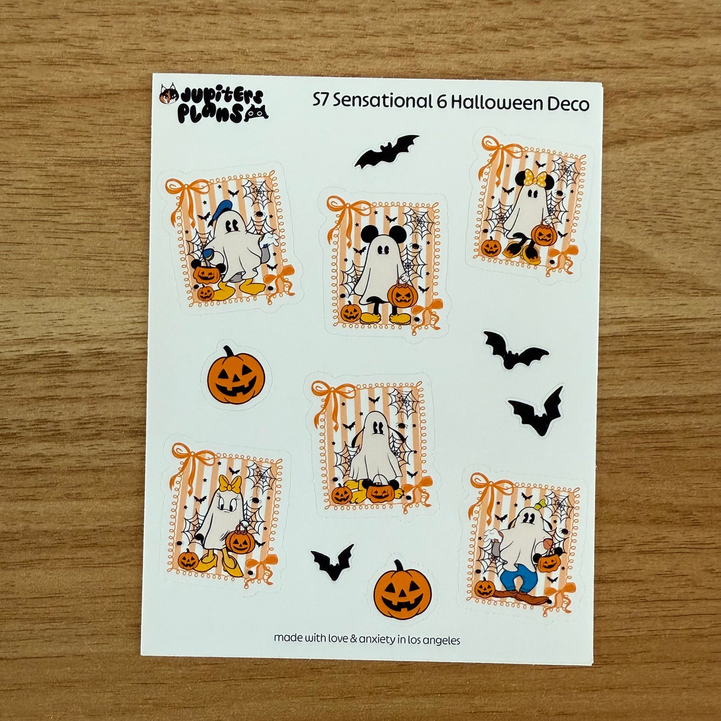 Mouse and Friends Ghost Halloween Deco Stickers | Sensational 6 Stickers for Planners, Journals. Scrapbooks | Coquette Stamps Bows