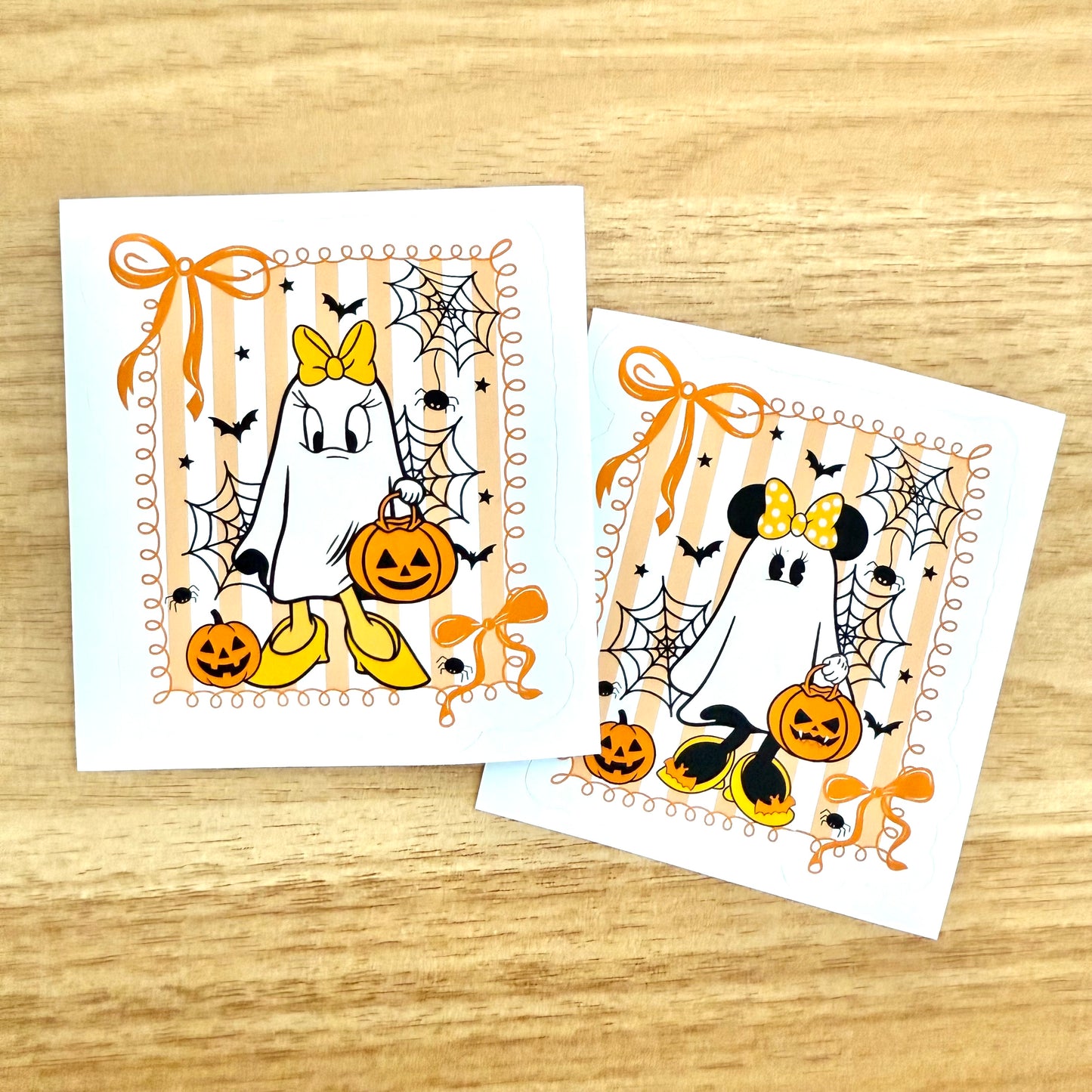 Mouse and Friends Ghost Halloween Die Cut Stickers Bundle (6) | Sensational 6 Stickers for Planners, Journals. Scrapbooks | Coquette Stamps Bows