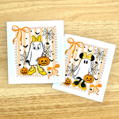 Mouse and Friends Ghost Halloween Die Cut Stickers Bundle (6) | Sensational 6 Stickers for Planners, Journals. Scrapbooks | Coquette Stamps Bows
