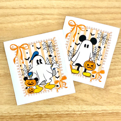 Mouse and Friends Ghost Halloween Die Cut Stickers Bundle (6) | Sensational 6 Stickers for Planners, Journals. Scrapbooks | Coquette Stamps Bows