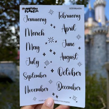 Month Stickers | Months Date Cover Stickers | Cute Disney Inspired Font
