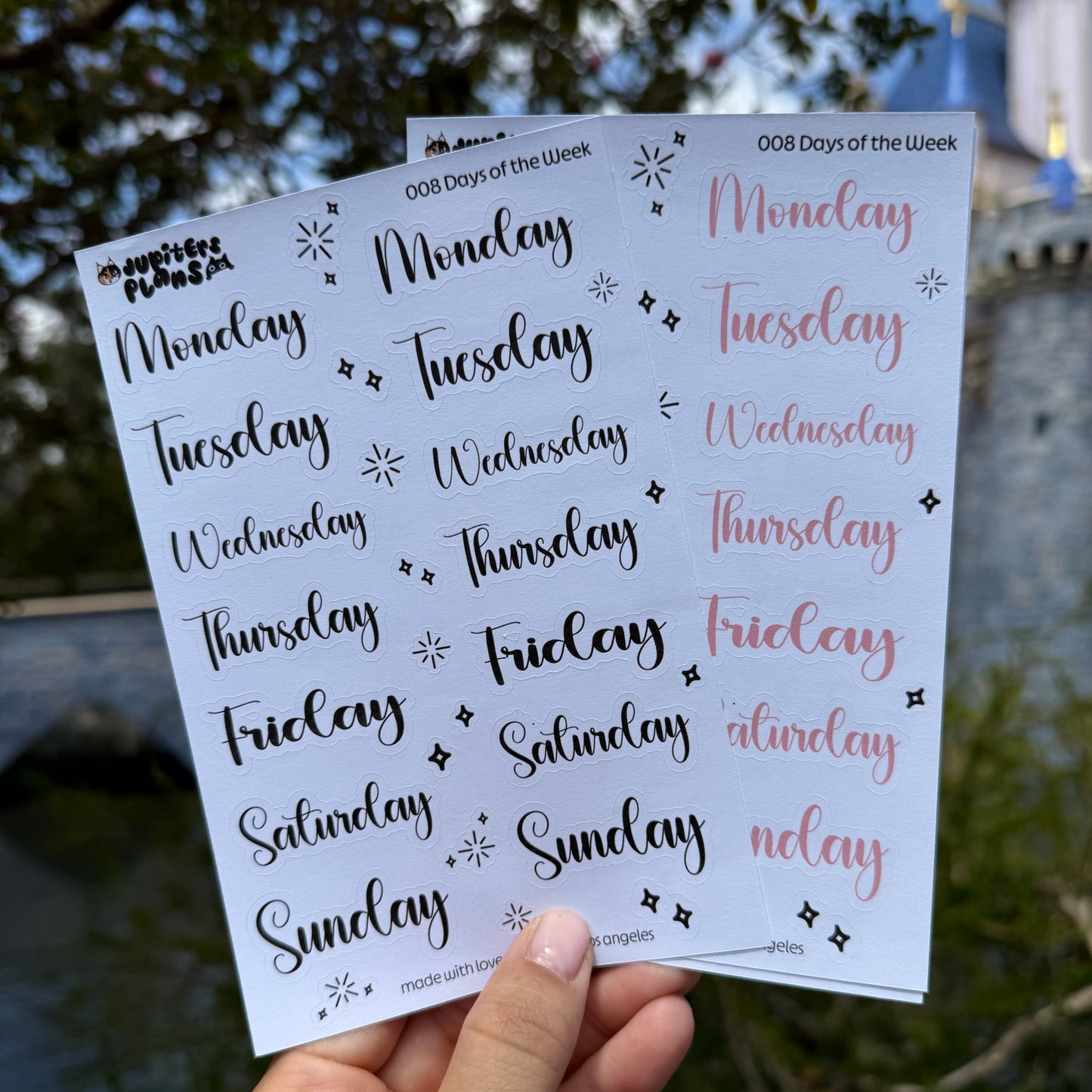 Days of the Week Sticker Sheet | Date Cover Stickers | Cute Disney Inspired Font