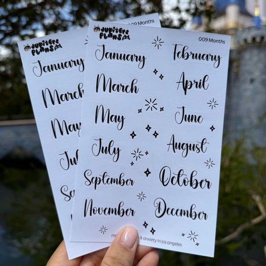Month Stickers | Months Date Cover Stickers | Cute Disney Inspired Font