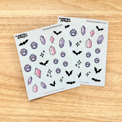 Kawaii Witch Icons Sticker Sheet