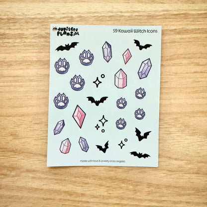Kawaii Witch Icons Sticker Sheet