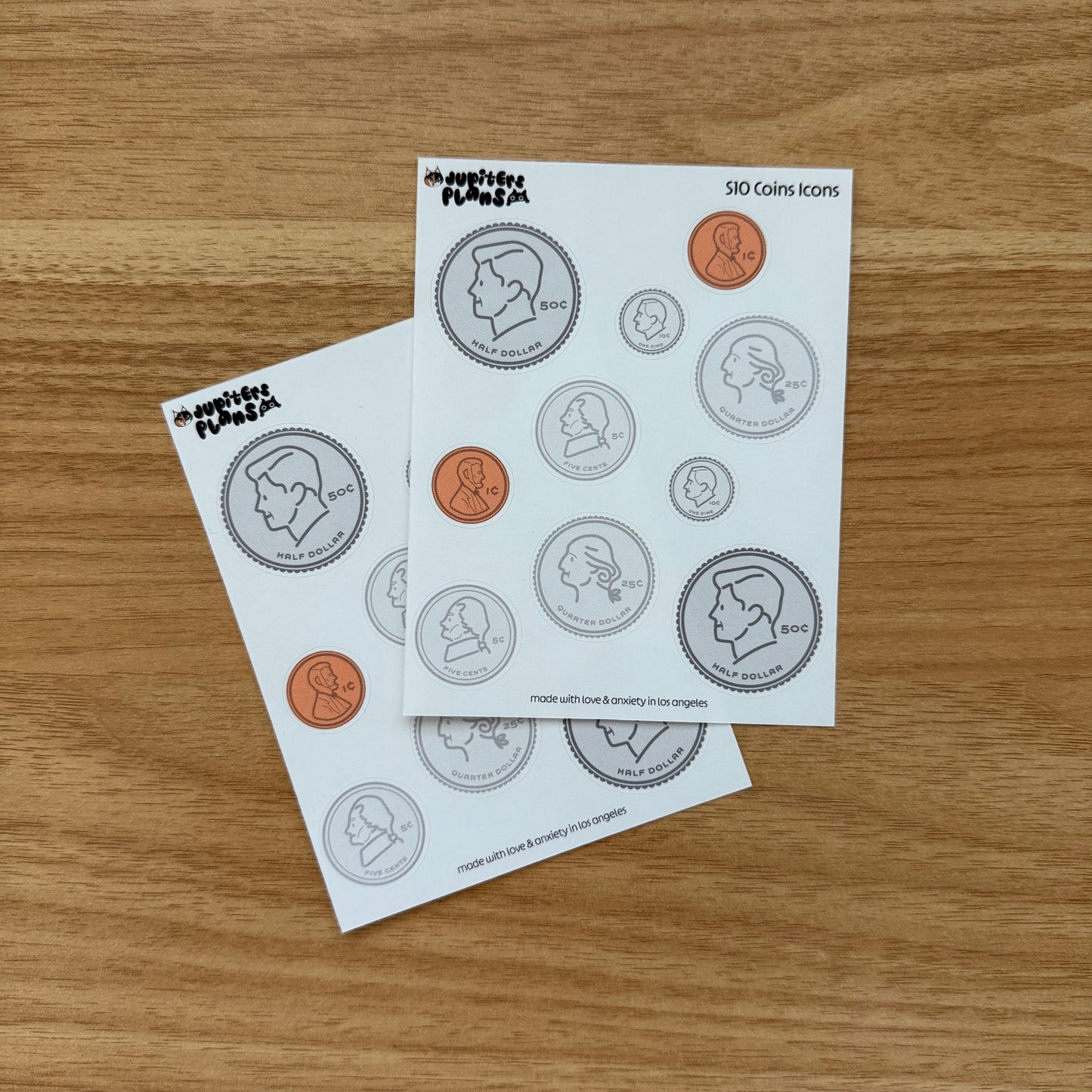Coins Icons Decorative Sticker Sheet