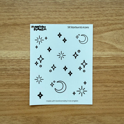 Starburst Icons Decorative Sticker Sheet | Deco Planner Stickers