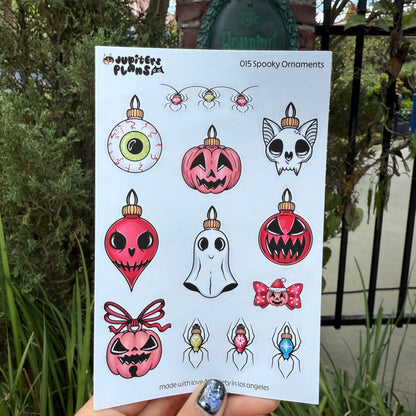 Spooky Christmas Ornaments Decorative Sticker Sheet