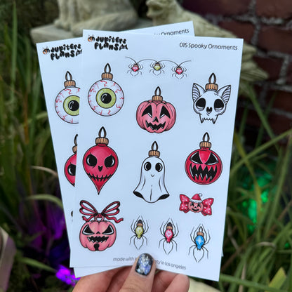 Spooky Christmas Ornaments Decorative Sticker Sheet