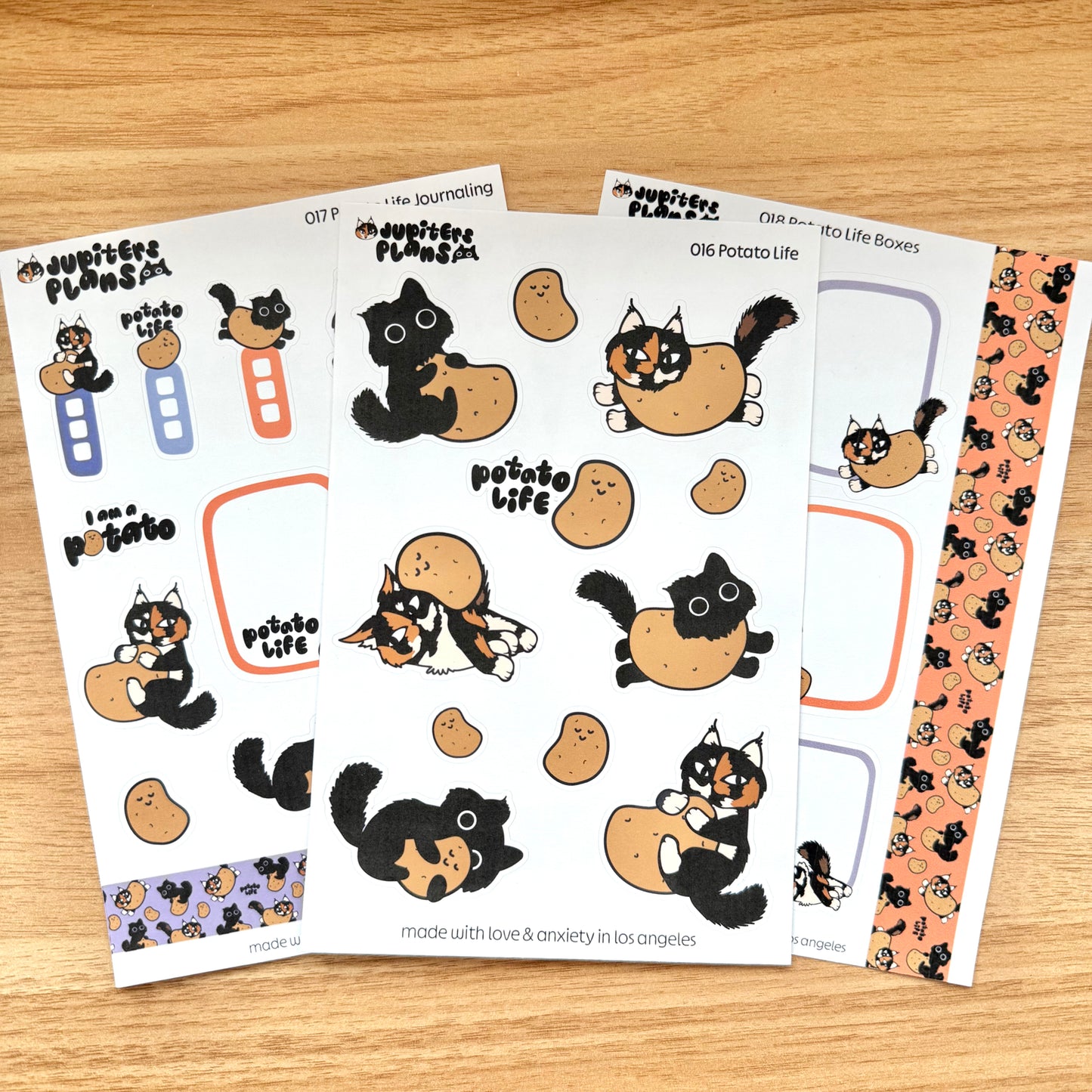 Jupiter + Midnight I'm a Potato Journaling Sticker Sheet