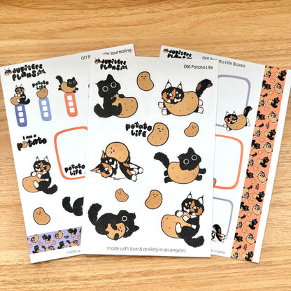 Jupiter + Midnight I'm a Potato Journaling Sticker Sheet