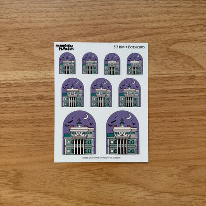 Haunted Mansion + Bats Icon Sticker Sheet