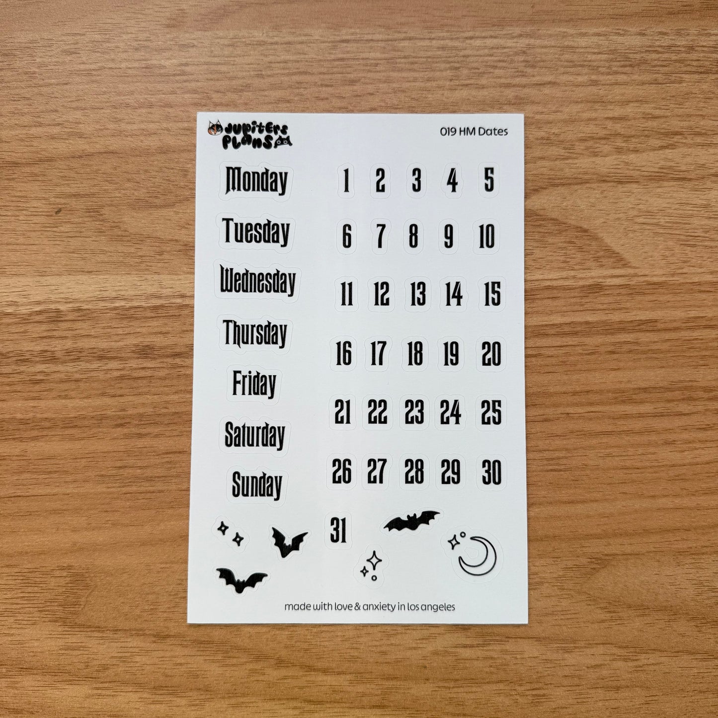 Days of the Week and Date Covers | Haunted Mansion Inspired Font | For Planners, Memory Keepers, Bullet Journals, Scrapbooks