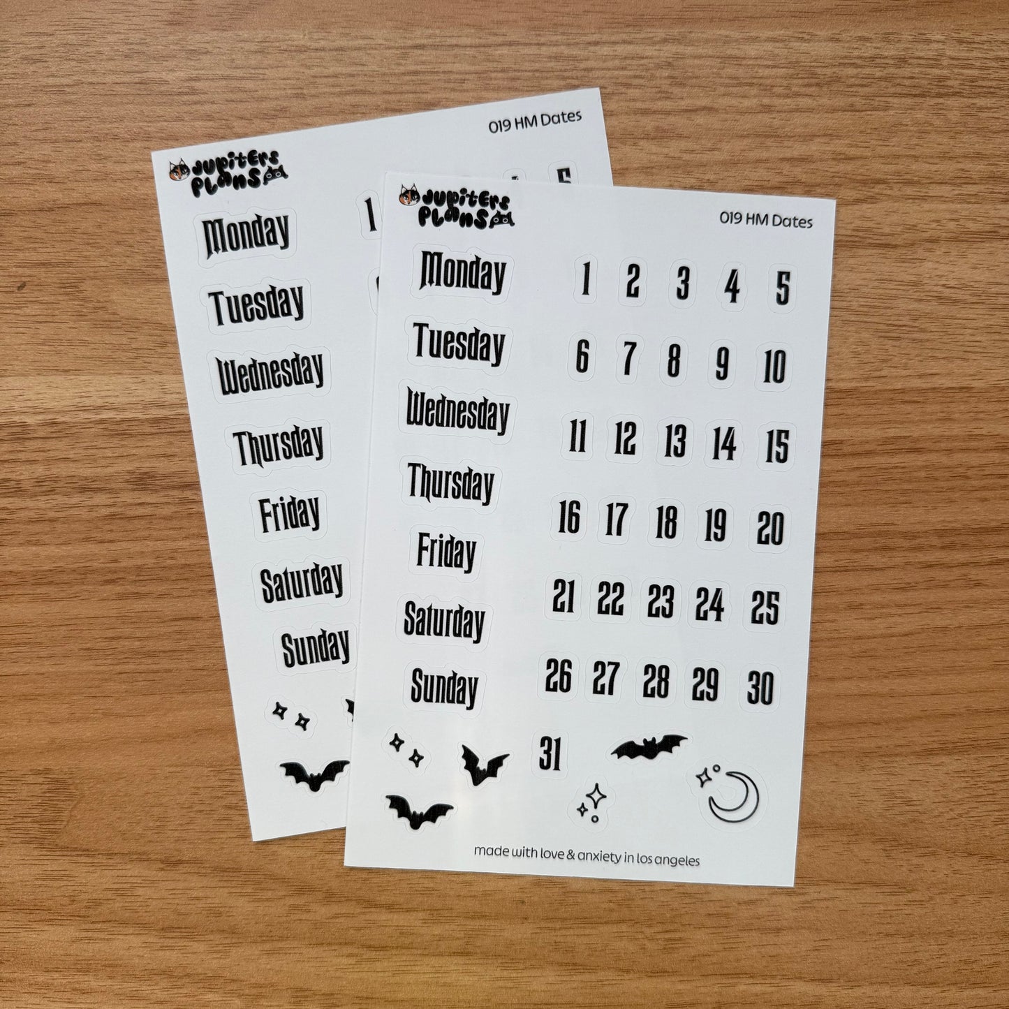 Days of the Week and Date Covers | Haunted Mansion Inspired Font | For Planners, Memory Keepers, Bullet Journals, Scrapbooks