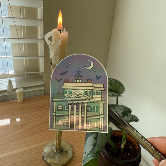 Haunted Mansion + Bats Icon Holographic Die Cut Sticker