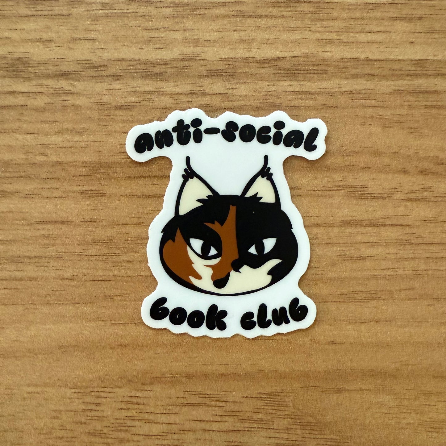 Anti-Social Book Club Cat Sticker | Sassy Calico Cat Bookish Waterproof Sticker