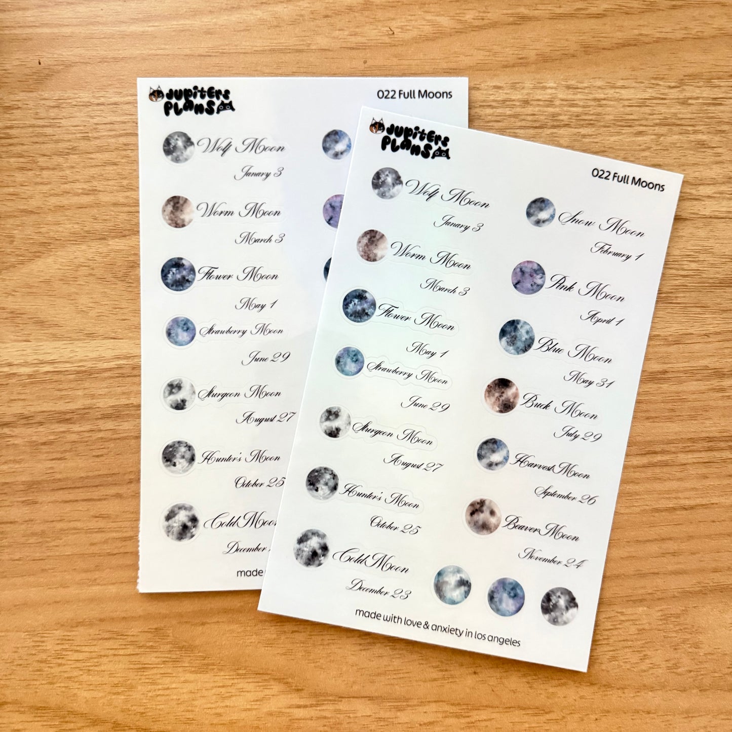 2026 Full Moon Stickers | Shimmery Functional Planner Stickers
