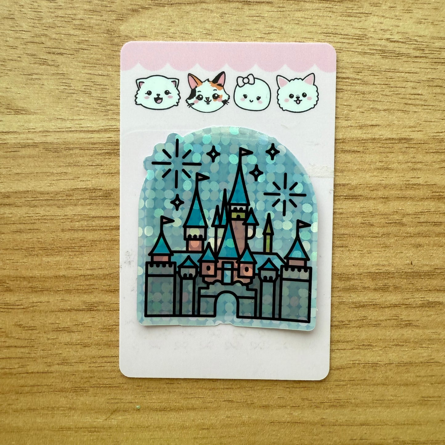 Disney Castle + Fireworks Icon Glitter Holographic Waterproof Sticker
