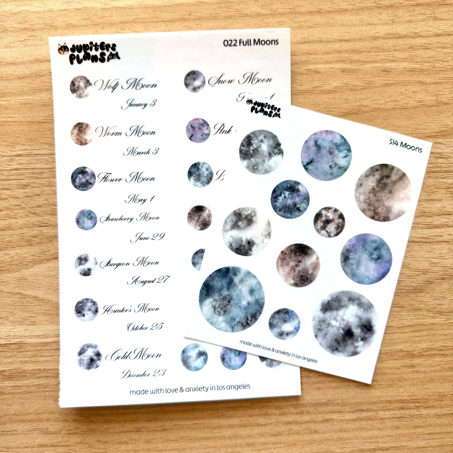 Full Moon Watercolor Stickers | Shimmery Planner Stickers