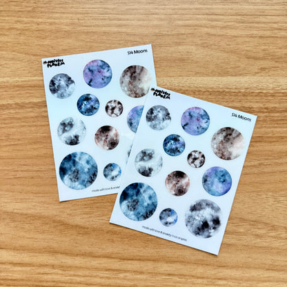 Full Moon Watercolor Stickers | Shimmery Planner Stickers