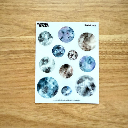 Full Moon Watercolor Stickers | Shimmery Planner Stickers