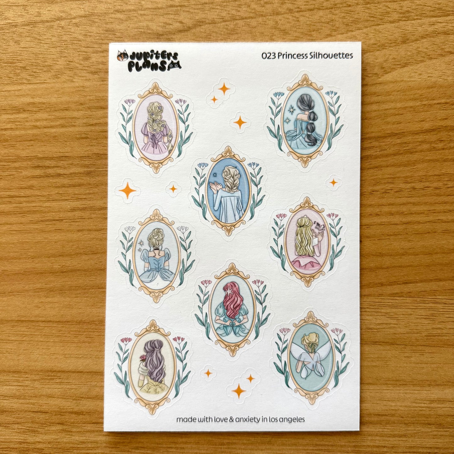 Princess Silhouettes Sticker Sheet | Decorative Stickers for Planners, Scrapbooks, Journals