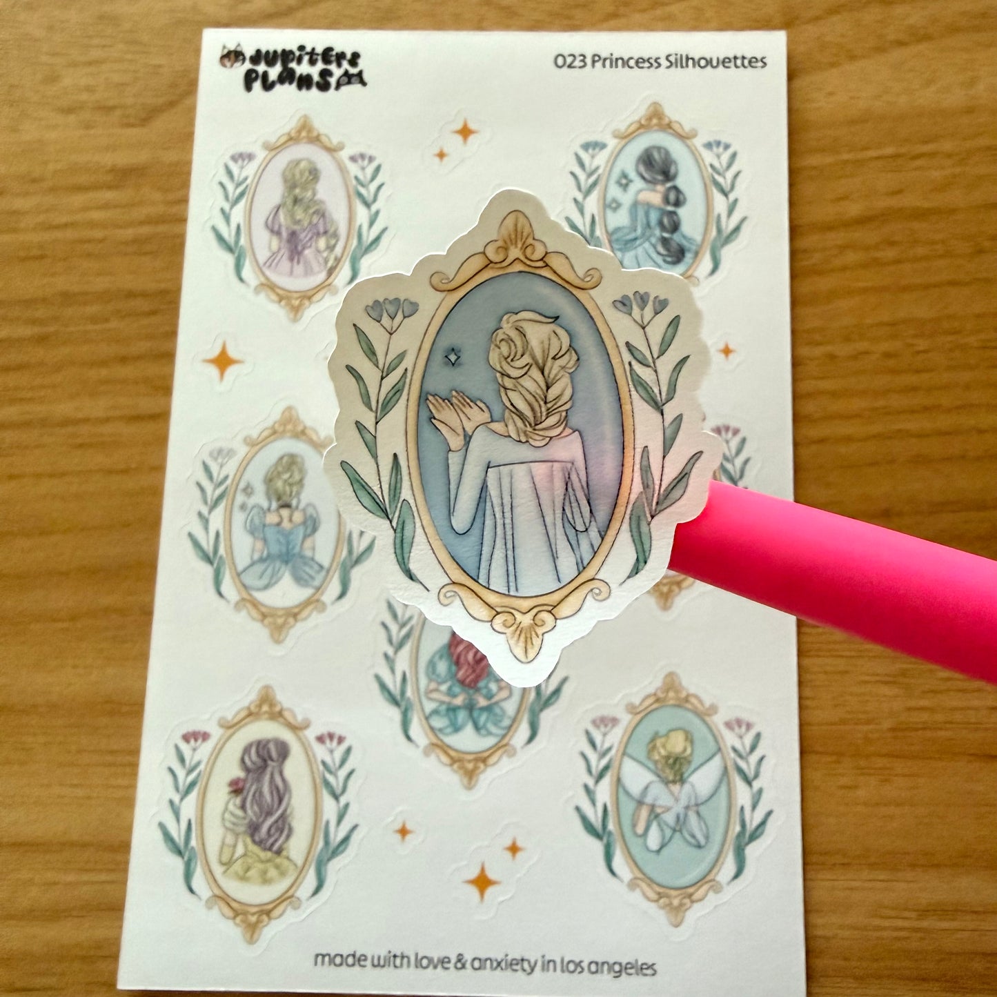 Princess Silhouettes Sticker Sheet | Decorative Stickers for Planners, Scrapbooks, Journals