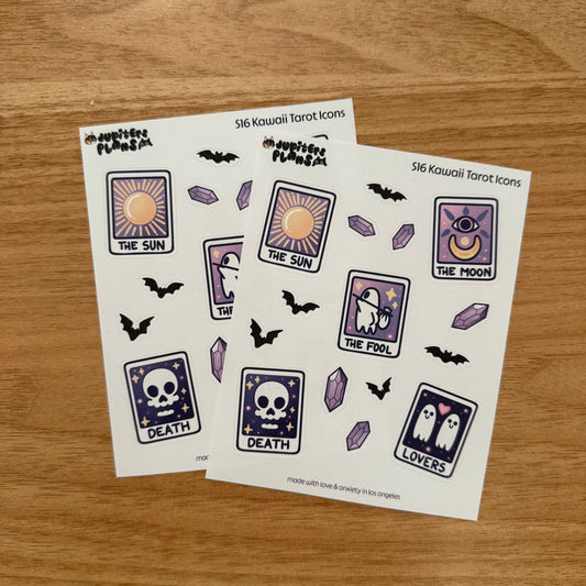 Kawaii Tarot Icons Decorative Sticker Sheet