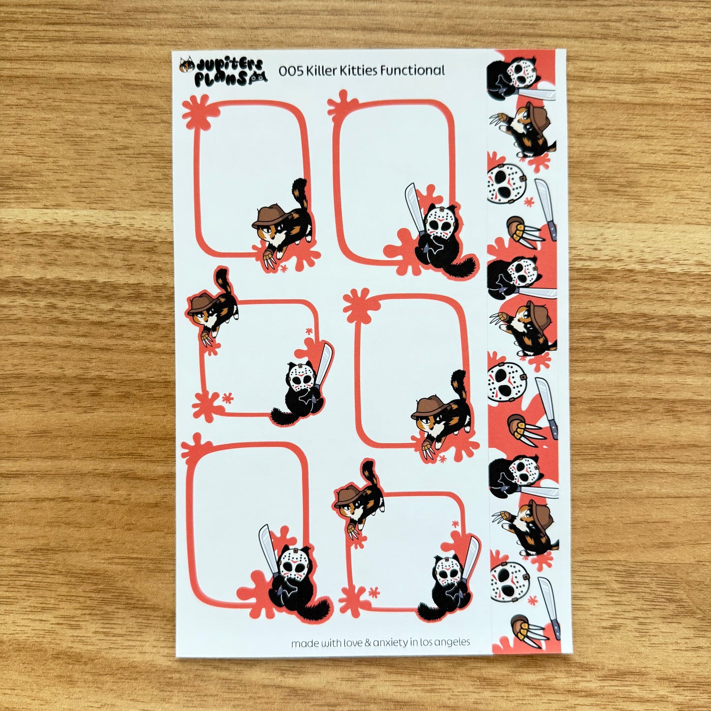 Killer Kitties: Freddy Krueger and Jason Voorhees Cat Functional Planner Box Stickers