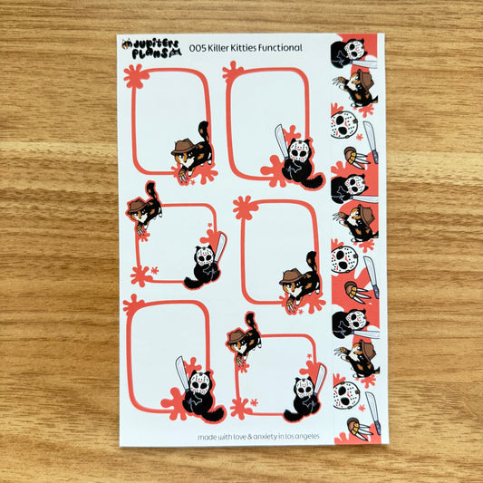 Killer Kitties: Freddy Krueger and Jason Voorhees Cat Functional Planner Box Stickers