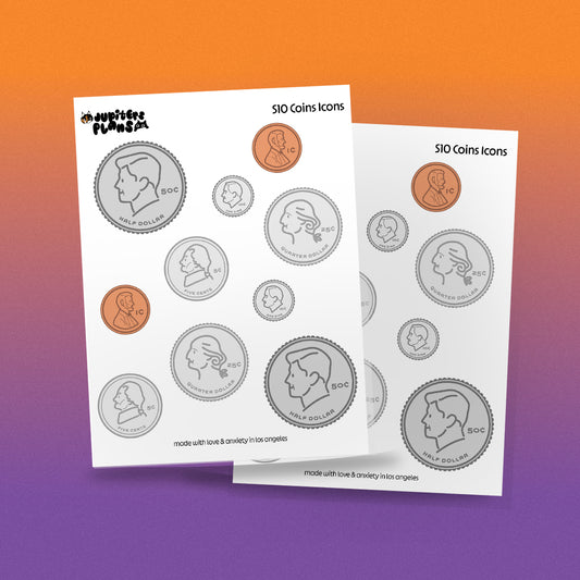 Coins Icons Decorative Sticker Sheet