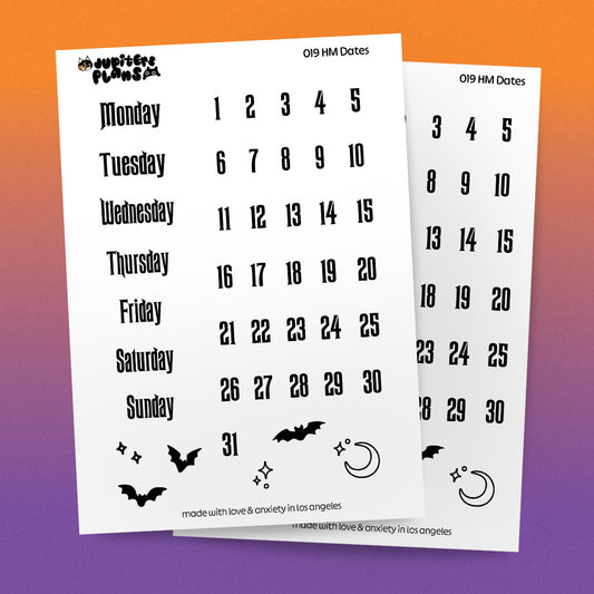 Days of the Week and Date Covers | Haunted Mansion Inspired Font | For Planners, Memory Keepers, Bullet Journals, Scrapbooks