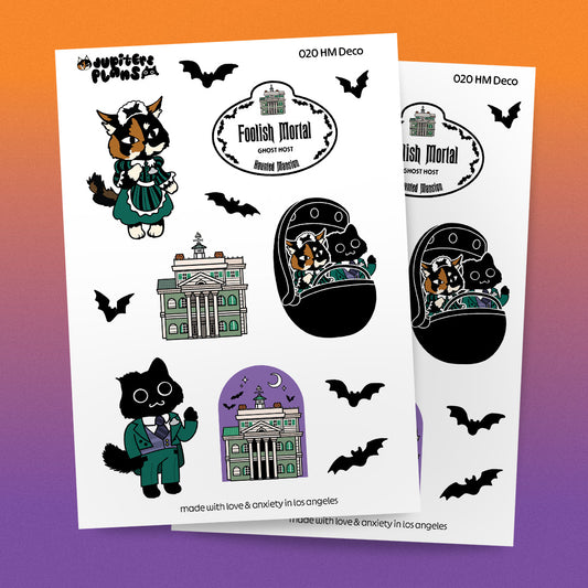 Jupiter + Midnight Ghost Host Cats Decorative Sticker Sheet