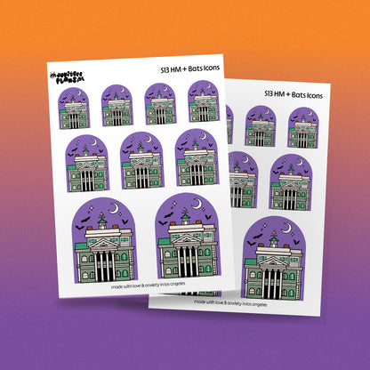 Haunted Mansion + Bats Icon Sticker Sheet