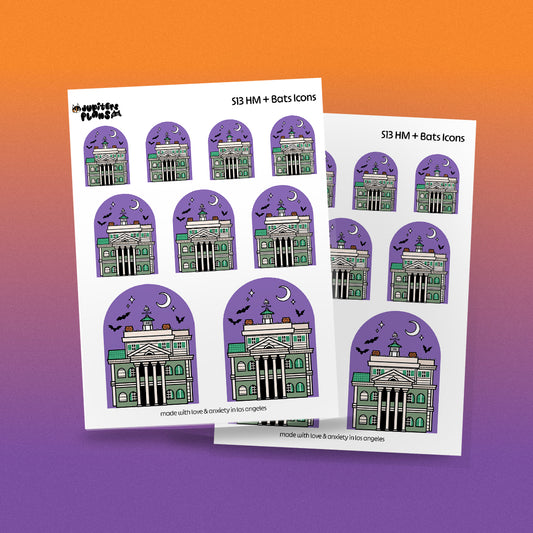 Haunted Mansion + Bats Icon Sticker Sheet