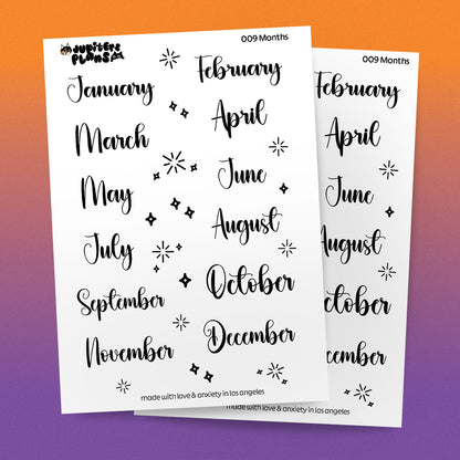 Month Stickers | Months Date Cover Stickers | Cute Disney Inspired Font