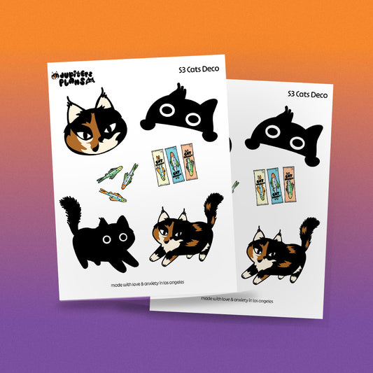 Jupiter + Midnight Cats Decorative Deco Sticker Sheet
