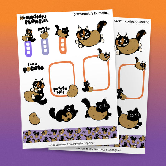 Jupiter + Midnight I'm a Potato Journaling Sticker Sheet