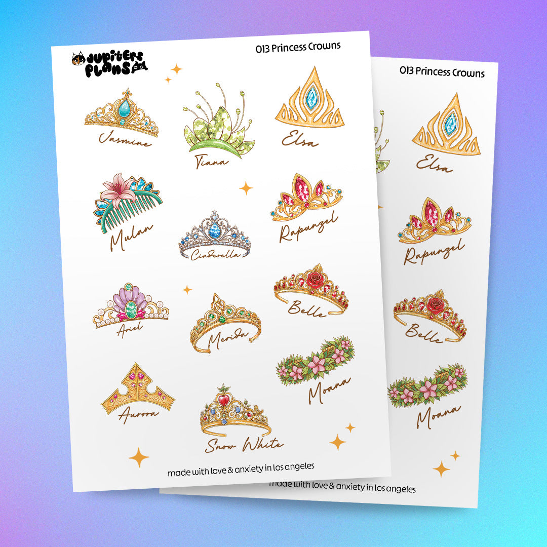 Princess Crowns Sticker Sheet