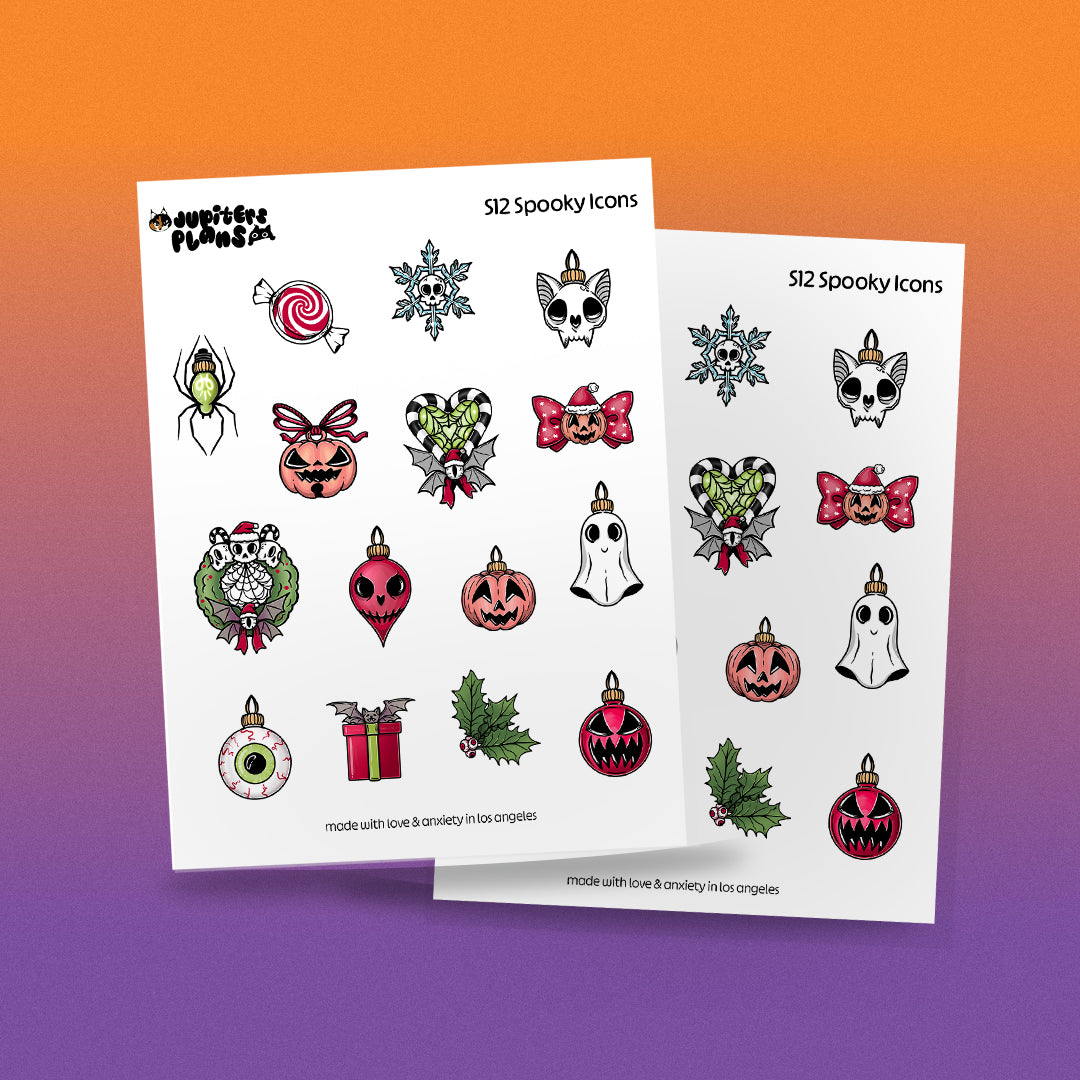 Spooky Christmas Small Icons Decorative Sticker Sheet