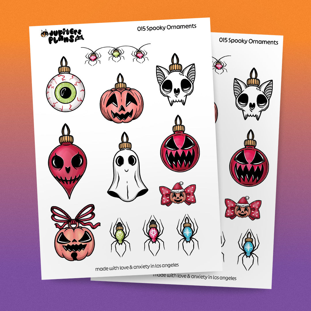 Spooky Christmas Ornaments Decorative Sticker Sheet